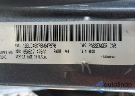 2008 Dodge Avenger Se from USA, damaged, VIN 1B3LC46K78N647970